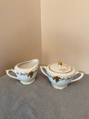 Vintage Lefton 50th Anniversary creamer and sugar set from Japan